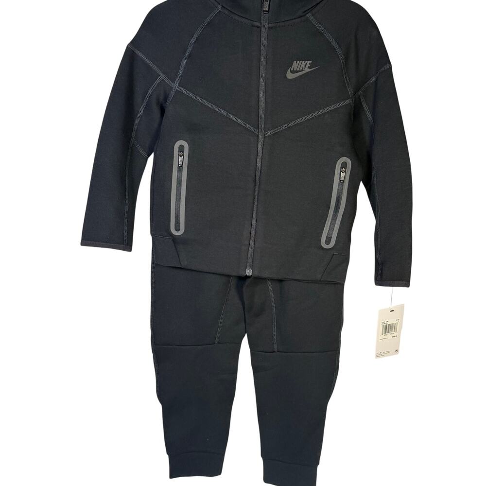 Nike Kids Tech Fleece Full-Zip Hoodie & Jogger Set Black Size 7 NWT - Picture 4 of 9